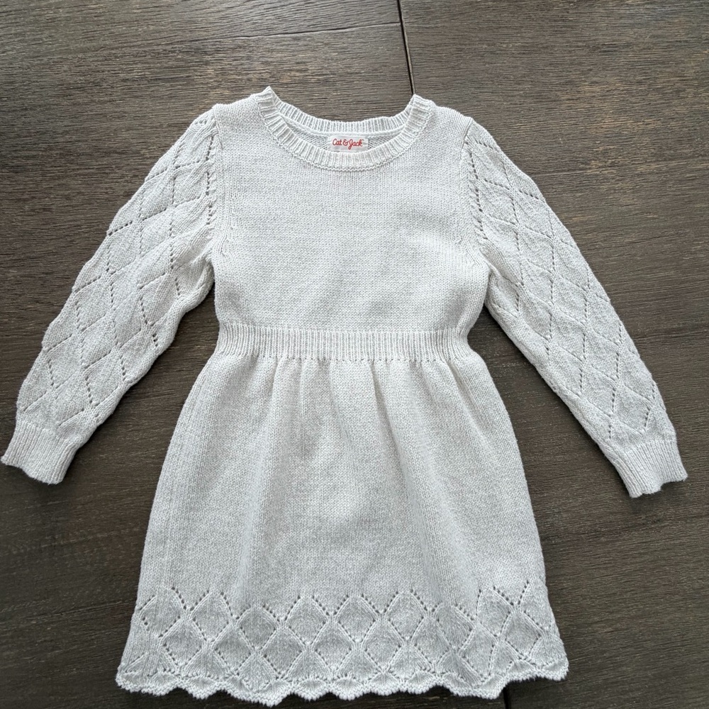 Cat & Jack Cream Knit Kids Dress 3T